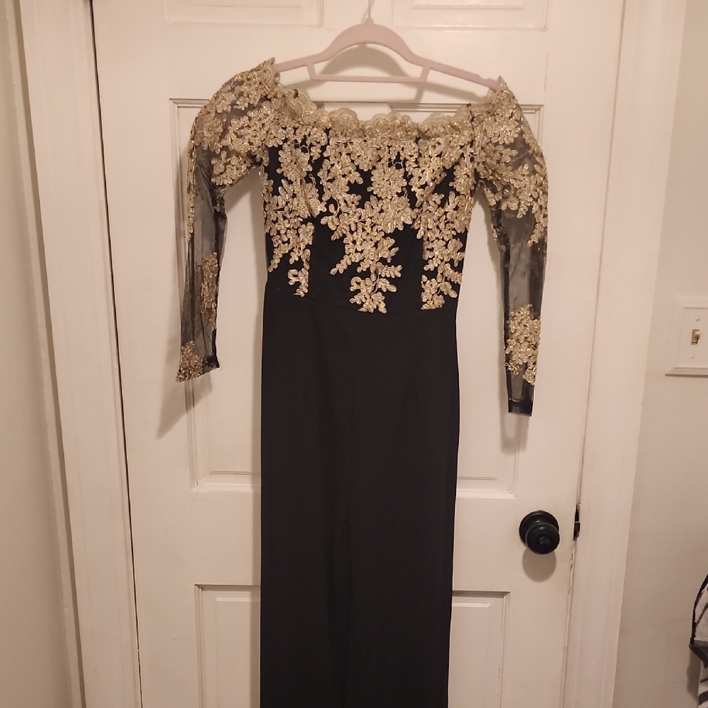 SHEIN Black and Gold Lace Jumpsuit